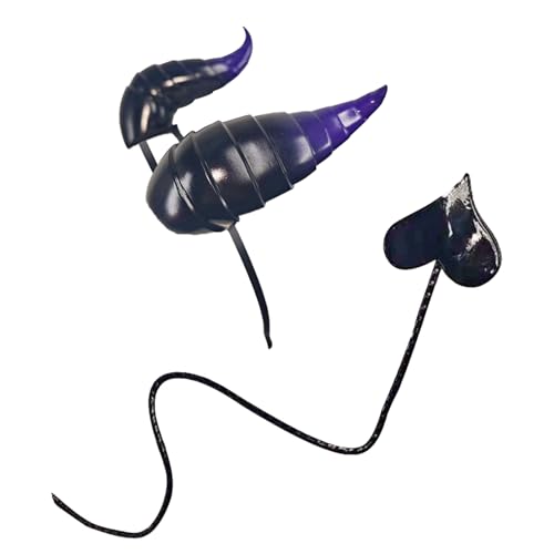 CHICTRY Halloween Dämon Teufel Hörner Stirnband mit Schwanz Set Devil Haarband Gothik Punk Haarschmuck Cosplay Fotografie Schwarz Set One Size von CHICTRY