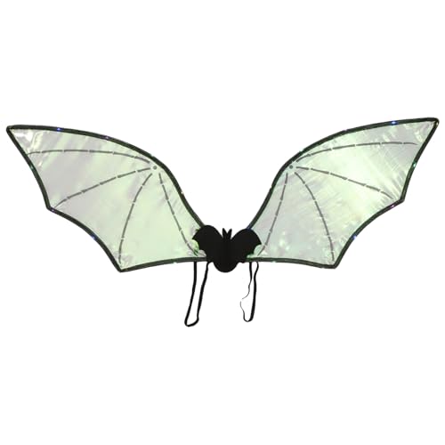 CHICTRY Halloween Fledermausflügel mit LED Light Up Glitter Vampir Flügel Faltbare Schmetterlingsflügel Fairy Wings Karnival Mottoparty Weihnachten Schwarz One Size von CHICTRY