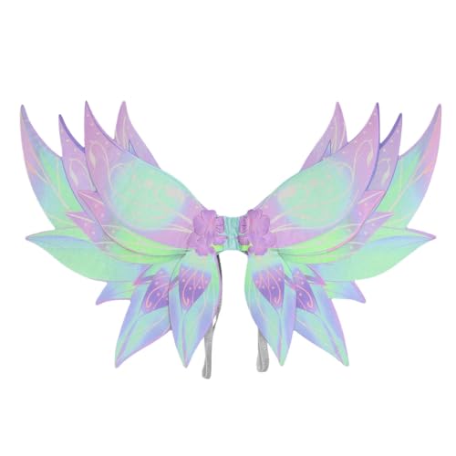 CHICTRY Halloween Kinder Mädchen Feenflügel LED Leuchtende Schmetterlingsflügel Prinzessin Blume Elf Wings Cosplay Karnival Party Weihnachten Violett One Size von CHICTRY