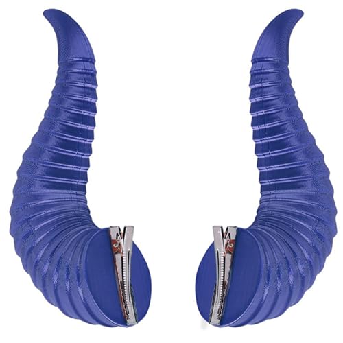 CHICTRY Halloween Teufel Horn Haarspangen Kopfbedeckung Böse Dämon Hörner Haarnadel Anime Cosplay Haar Clips Fasching Party Dunkelblau One Size von CHICTRY