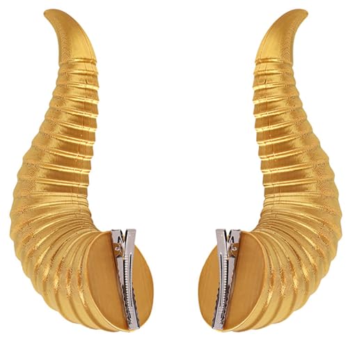 CHICTRY Halloween Teufel Horn Haarspangen Kopfbedeckung Böse Dämon Hörner Haarnadel Anime Cosplay Haar Clips Fasching Party Golden Gelb One Size von CHICTRY