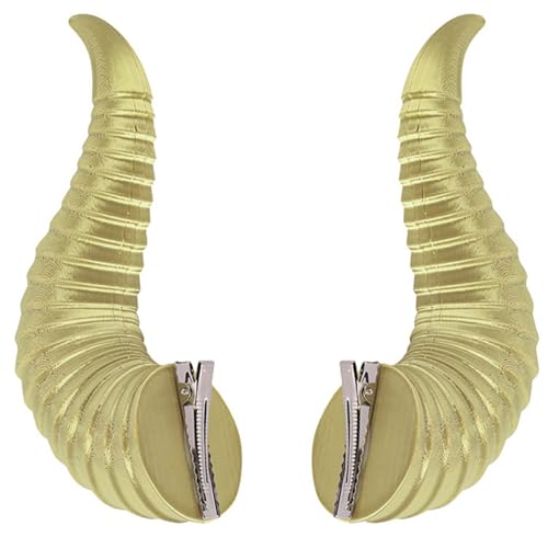 CHICTRY Halloween Teufel Horn Haarspangen Kopfbedeckung Böse Dämon Hörner Haarnadel Anime Cosplay Haar Clips Fasching Party Grünes Gold One Size von CHICTRY