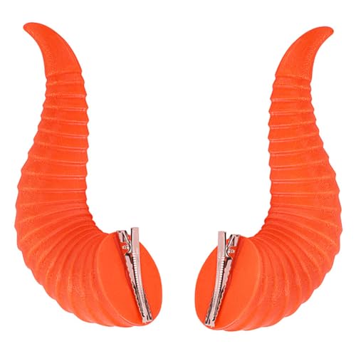 CHICTRY Halloween Teufel Horn Haarspangen Kopfbedeckung Böse Dämon Hörner Haarnadel Anime Cosplay Haar Clips Fasching Party Orange One Size von CHICTRY