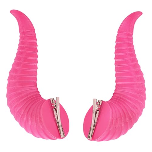 CHICTRY Halloween Teufel Horn Haarspangen Kopfbedeckung Böse Dämon Hörner Haarnadel Anime Cosplay Haar Clips Fasching Party Rosa One Size von CHICTRY