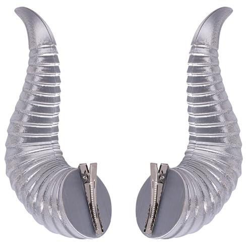 CHICTRY Halloween Teufel Horn Haarspangen Kopfbedeckung Böse Dämon Hörner Haarnadel Anime Cosplay Haar Clips Fasching Party Silber One Size von CHICTRY