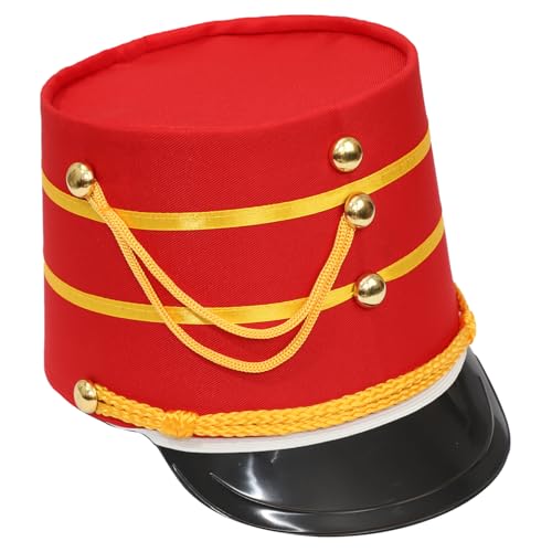 CHICTRY Kinder Erwachsene Marching Band Hut Spielzeug Drum Major Hut Uniform Soldatenhut Kopfschmuck für Halloween Fasching Cosplay Mottoparty Rot L von CHICTRY