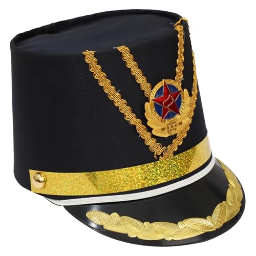 CHICTRY Kinder Erwachsene Marching Band Hut Spielzeug Drum Major Hut Uniform Soldatenhut Kopfschmuck für Halloween Fasching Cosplay Mottoparty Schwarz One Size von CHICTRY