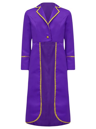 CHICTRY Kinder Jungen Mittelalter Gothic Mantel Langarm Steampunk Frack Jacke Karneval Fasching Halloween Cosplay Kostüm Violett 110-116 von CHICTRY