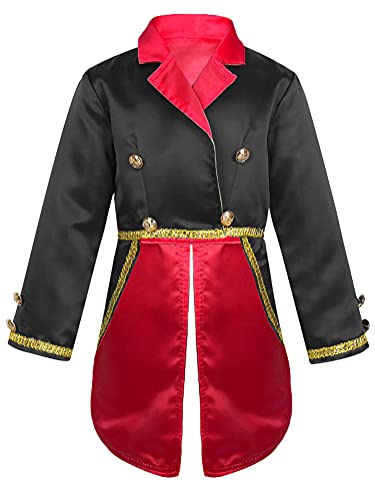 CHICTRY Kinder Jungen Prinz Kostüm Halloween Edel Frack Jacke Satin Smoking Sakko mit Golden Knöpfe Fasching Karneval Cosplay Outfits Gr.80-164 Schwarz 140 von CHICTRY