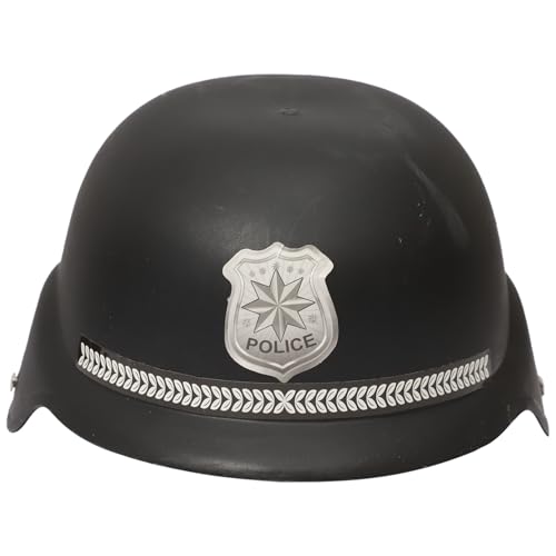 CHICTRY Kinder Kunststoff Feuerwehrhelm Spielzeug Ingenieur Schutzhelm Polizei Hut Sicherheitskappe Spielzeughelm für Party Fasching Schwarz One Size von CHICTRY