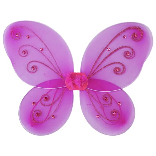 CHICTRY Kinder Mädchen Feenflügel Glitter Schmetterling Flügel Grün Flügel Halloween Engelsflügel Elfenflügel Weihnachten Fairy Wings Hot Pink One Size von CHICTRY