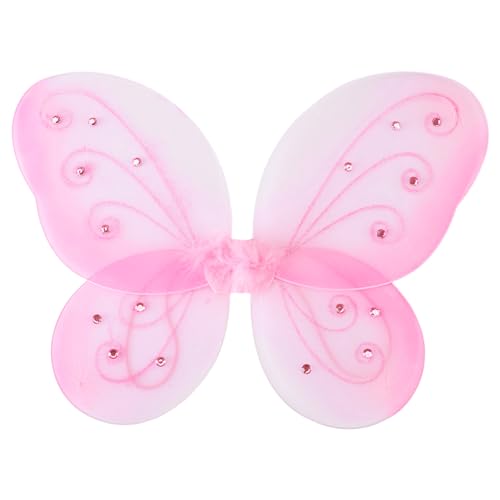 CHICTRY Kinder Mädchen Feenflügel Glitter Schmetterling Flügel Grün Flügel Halloween Engelsflügel Elfenflügel Weihnachten Fairy Wings Rosa One Size von CHICTRY