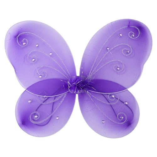 CHICTRY Kinder Mädchen Feenflügel Glitter Schmetterling Flügel Grün Flügel Halloween Engelsflügel Elfenflügel Weihnachten Fairy Wings Violett One Size von CHICTRY