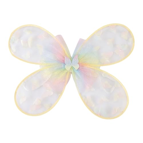 CHICTRY Kinder Mädchen Schmetterling Flügel Pailletten Feenflügel Partygeschenke Elfen Flügel Halloween Karneval Performance Requisiten Typ A Gelb One Size von CHICTRY