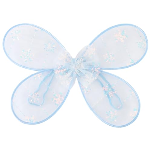 CHICTRY Kinder Mädchen Schmetterling Flügel Pailletten Feenflügel Partygeschenke Elfen Flügel Halloween Karneval Performance Requisiten Typ B Blau One Size von CHICTRY