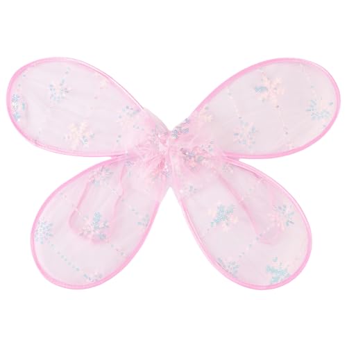 CHICTRY Kinder Mädchen Schmetterling Flügel Pailletten Feenflügel Partygeschenke Elfen Flügel Halloween Karneval Performance Requisiten Typ B Rosa One Size von CHICTRY