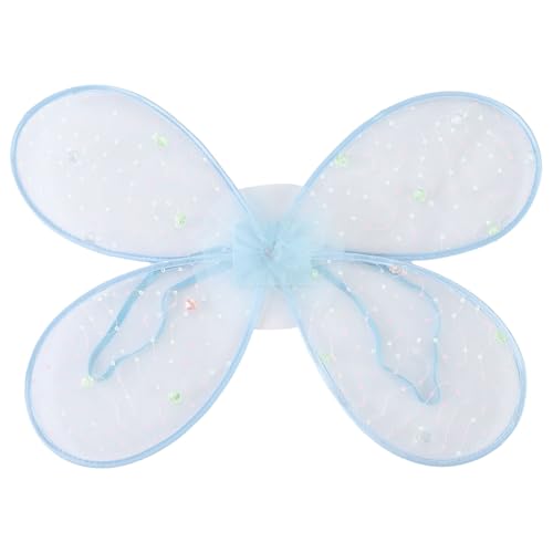 CHICTRY Kinder Mädchen Schmetterling Flügel Pailletten Feenflügel Partygeschenke Elfen Flügel Halloween Karneval Performance Requisiten Typ C Blau One Size von CHICTRY