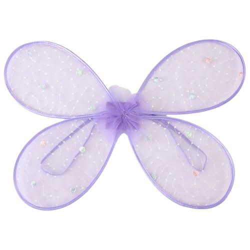 CHICTRY Kinder Mädchen Schmetterling Flügel Pailletten Feenflügel Partygeschenke Elfen Flügel Halloween Karneval Performance Requisiten Typ C Lila One Size von CHICTRY