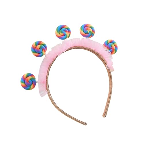 CHICTRY Mädchen Pailletten Stirnband mit Mesh Lollipop Deko Niedlich Glitzernd Haarband Kopfschmuck Süß Kopfbedeckung Fasching Typ C One Size von CHICTRY