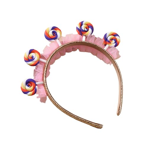 CHICTRY Mädchen Pailletten Stirnband mit Mesh Lollipop Deko Niedlich Glitzernd Haarband Kopfschmuck Süß Kopfbedeckung Fasching Typ I One Size von CHICTRY