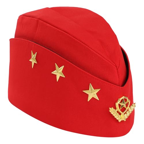 CHICTRY Unisex Militärseitenkappe Armee-Kappe Sowjetischer Hut Bootsmütze Kapitänshut Rollenspiel Matrosen Hut Performance Cosplay Typ E One Size von CHICTRY