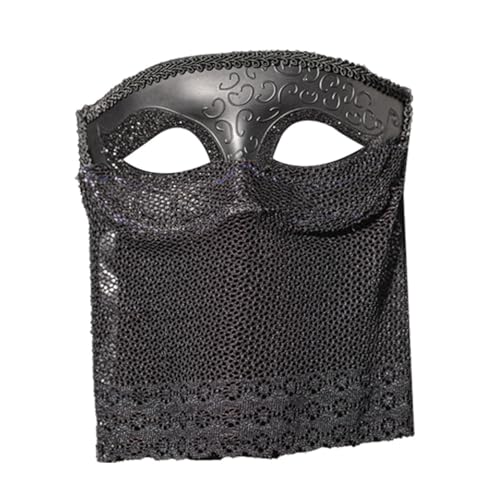 CHICTRY Unisex Venezianischen Maske mit Schleier/Strass Quasten Vintage Augenmaske Maskerade Maske Party Fasching Performance Schwarz A One Size von CHICTRY