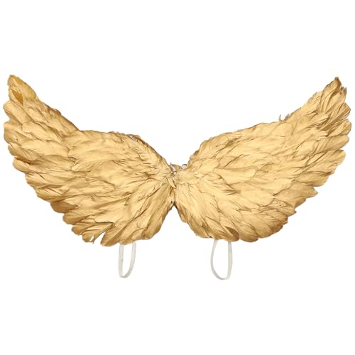 CHICTRY Weihnachten Engelsflügel Federflügel Cute Angel Wings Amor Flügel Weihnachten Karneval Fasching Festival Mottoparty Gold L von CHICTRY