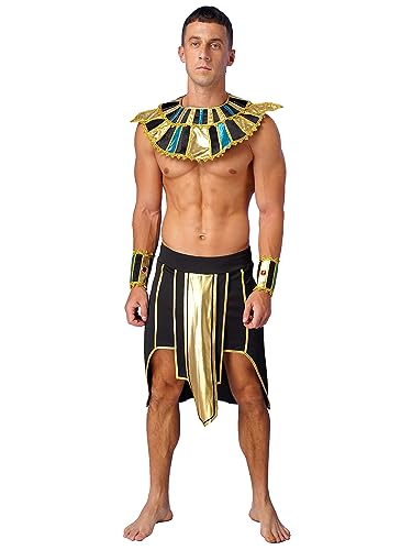 CHICTRY Herren Ägyptisches Pharao Ramses Kostüm Pharaokostüm Pharao Ägypten Antike Kostüm Für Halloween Fasching Karneval Schwarz M von CHICTRY