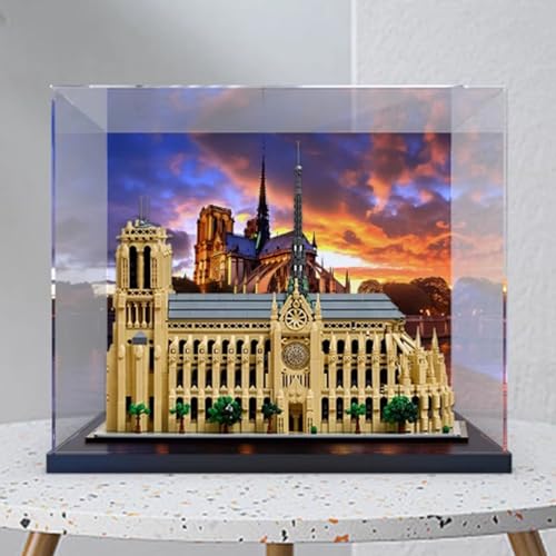 Acryl Display Box, Modellbausatz Kompatibel mit Lego 21061 Notre Dame de Paris, Klare Acrylbox zum Ausstellen von Puppen, staubdichte Displaybox (nur Box) (gemalter Hintergrund A) von CHIFENMS