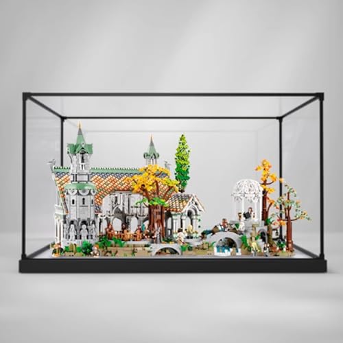 Acryl-Displaybox, kompatibel mit Lego 10316 Ghost Valley Castle Modellbausätzen, klare Boxen zum Präsentieren von Sammlerstücken, staubdichte Displayboxen (nur Box) (Legierung schwarzer Boden) von CHIFENMS