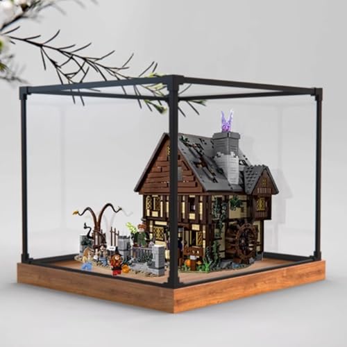 Acryl-Displaybox, kompatibel mit Lego 21341 Magic House Modellbausatz, Sammlerstück, Geschenk-Displaybox, Organizer (nur Box) (Basis aus Legierungsholzmaserung) von CHIFENMS