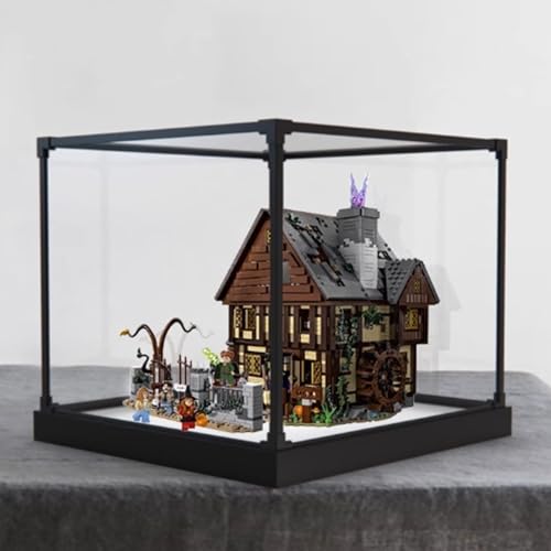 Acryl-Displaybox, kompatibel mit Lego 21341 Magic House Modellbausatz, Sammlerstück-Geschenk-Displaybox, Organizer (nur Box) (Legierung schwarzer Sockel) von CHIFENMS