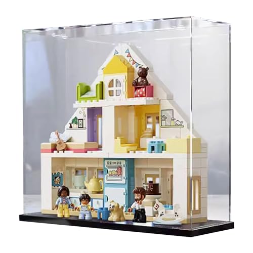 Acryl-Displaybox für Lego 10929 Cozy Cottage, klare staubdichte Displaybox (nur Box) (Lego Set nicht im Lieferumfang enthalten) (schwarzer Sockel) von CHIFENMS