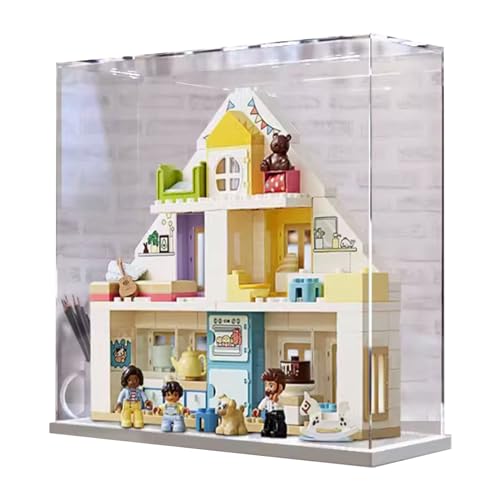 CHIFENMS Acryl Präsentationsbox für Lego 10929 Cozy Cottage, transparente staubdichte Präsentationsbox (nur Box) (Lego Set nicht enthalten) (weißer Basis) von CHIFENMS