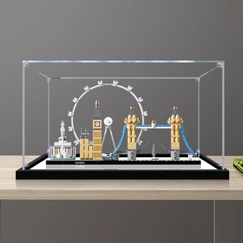 Transparente Acryl-Displaybox, kompatibel mit Lego 21034 London Skyline-Modell, staubdichte Display-Geschenke, schützen Dekorationen, Sammlerstücke, Aufbewahrungs-Organizer (nur Box) (Hintergrundstil) von CHIFENMS