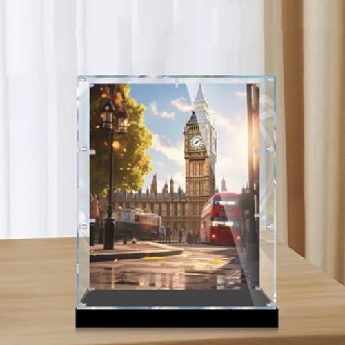 Transparente Acryl-Vitrine für Lego 10253 Big Ben, London-Schaukasten, Baustein-Sammelstücke, transparent, staubdicht, Vitrine, Aufbewahrungsbox, Ständer für (nur Hülle) (3 mm Hintergrund) von CHIFENMS