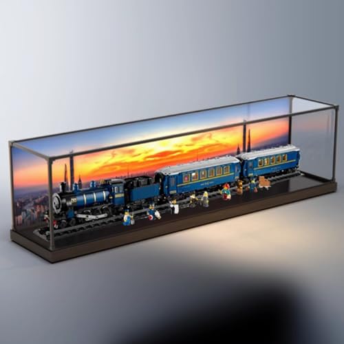 Transparente Acryl-Vitrine für Lego 21344 Orient Express Train Schaukasten, Baustein-Sammlerstücke, transparent, staubdicht, Vitrine, Aufbewahrungsbox, Ständer für (nur Hülle) (Hintergrund) von CHIFENMS