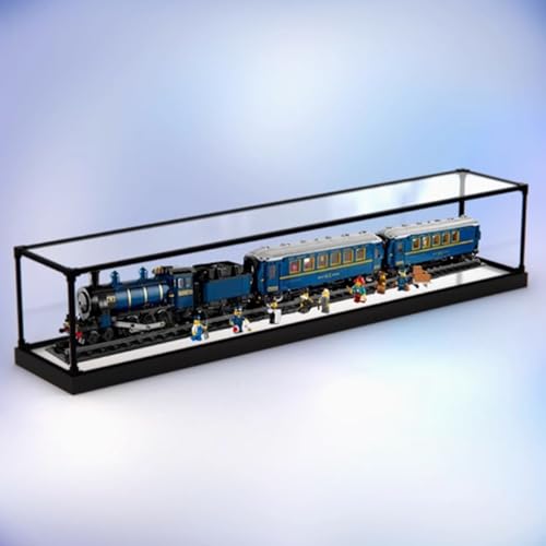 Transparente Acryl-Vitrine für Lego 21344 Orient Express Train Schaukasten, Baustein-Sammlerstücke, transparent, staubdicht, Vitrine, Aufbewahrungsbox, Ständer für (nur Hülle) (weißer Boden) von CHIFENMS