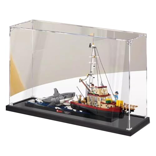 Transparente Acryl-Vitrine für Lego 21350 Jaws Killerwal Schaukasten, Baustein-Sammlerstücke, transparent, staubdicht, Vitrine, Aufbewahrungsbox, Ständer für (nur Hülle) (3 mm transparent) von CHIFENMS