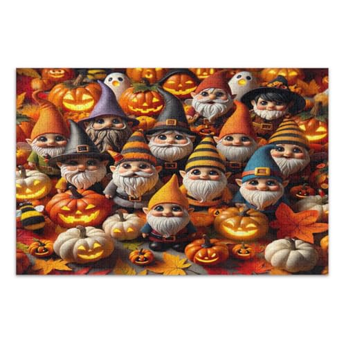 1000 Teile Puzzle, Halloween Lustige Kürbisse Zwerge Coole Puzzles Unterhaltung Spielzeug Geburtstagsgeschenk Fertige Größe 29,5 x 19,7 Zoll von CHIFIGNO