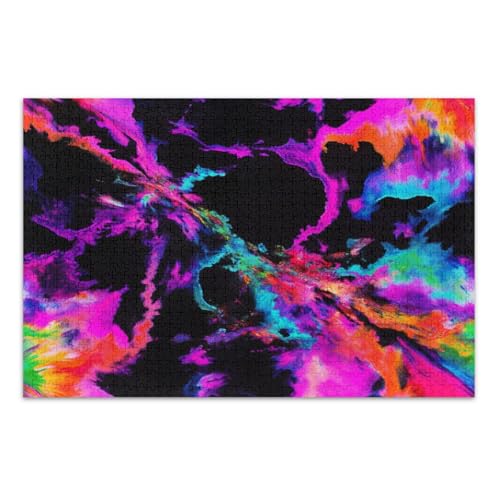 1000 Teile Puzzle für Erwachsene, Cool Tie Dye Familie Puzzle Wunderbare Puzzle Geschenke für Frauen Männer, Fertige Größe 29,5 x 19,7 Zoll von CHIFIGNO