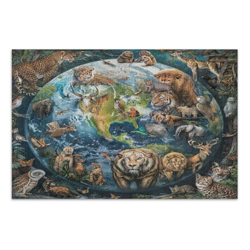 1000 Teile Puzzles für Erwachsene, Tiere Vintage Familienpuzzle Herausfordernde Puzzle für Spieleabende, Fertige Größe 29,5 x 19,7 Zoll von CHIFIGNO