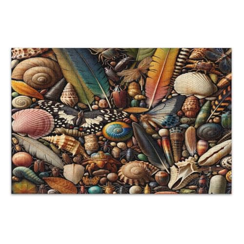 1000-teiliges Puzzle für Erwachsene, Retro-Insekten, einzigartige Puzzles, lustige und farbenfrohe Kunstwerke, Heimdekoration, fertige Größe 75 x 50 cm von CHIFIGNO