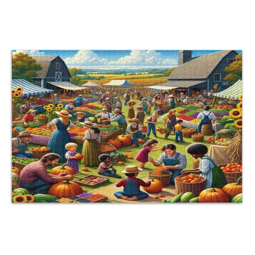 500 Teile Puzzle, Bauernhof-Ernte-Festival, Familienpuzzle, wunderbare Puzzle-Geschenke für Frauen Männer, fertige Größe 20,5 x 14,9 Zoll von CHIFIGNO