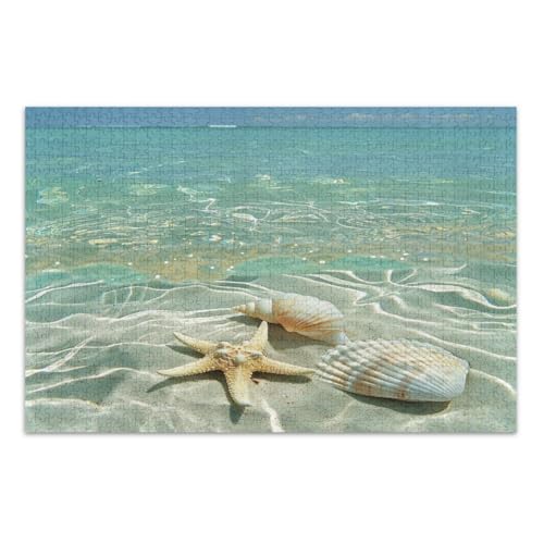 500 Teile Puzzle, Strandszene Muscheln Familie Puzzles Herausfordernde Familienaktivität, Fertige Größe 20,5 x 14,9 Zoll von CHIFIGNO