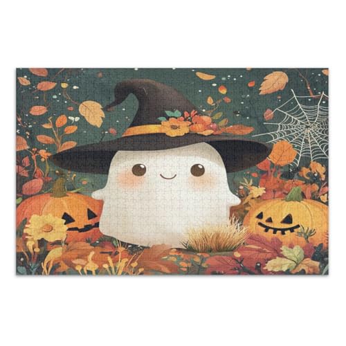 500 Teile Puzzle für Erwachsene, niedliche Halloween-Familienpuzzles herausforderndes Puzzle für Spieleabende, fertige Größe 20,5 x 14,9 Zoll von CHIFIGNO