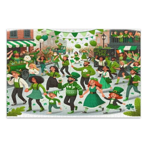 500 Teile Puzzles, Happy St. Patrick's Day schwierige Puzzles, tolle Geschenkidee für Feiertage, fertige Größe 50,5 x 37,9 cm von CHIFIGNO