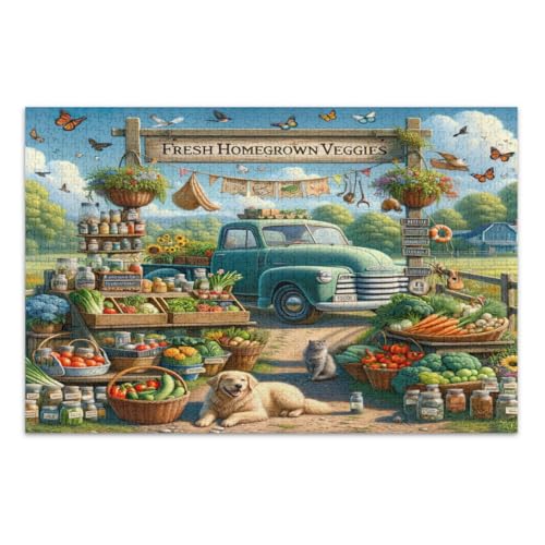 500 Teile Puzzles, Landstraße Lebensmittelgeschäft Schwierige Puzzles Wunderbare Puzzle Geschenke für Frauen Männer, Fertige Größe 20,5 x 14,9 Zoll von CHIFIGNO