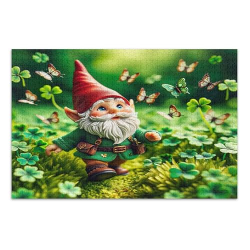 500 Teile Puzzles, St. Patrick's Day Zwerg Kleeblätter Schwierige Puzzles Herausfordernde Familienaktivität, Fertige Größe 50,5 x 37,9 cm von CHIFIGNO