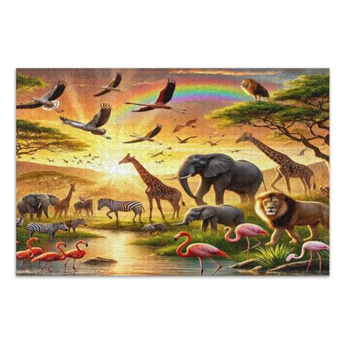 500 Teile Puzzles, Wildlife Sunset Lustige Puzzles Wunderbare Puzzle Geschenke für Frauen Männer, Fertige Größe 20,5 x 14,9 Zoll von CHIFIGNO